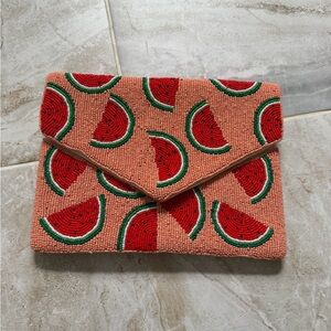 Anthropologie Watermelon Beaded Clutch